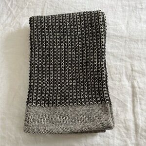 CB2 Black and Cream Textured Dish Towel